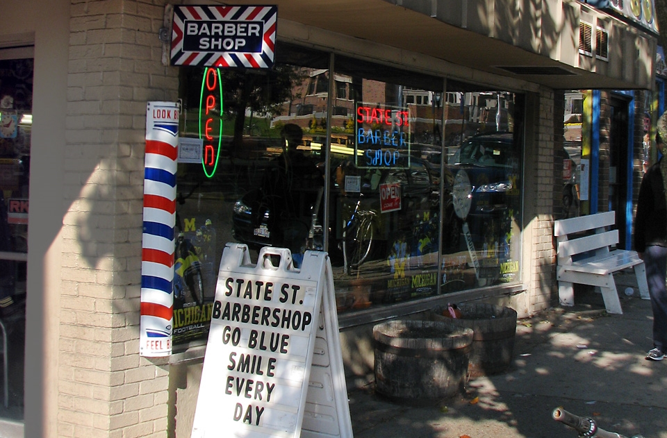 The front of the barber shop